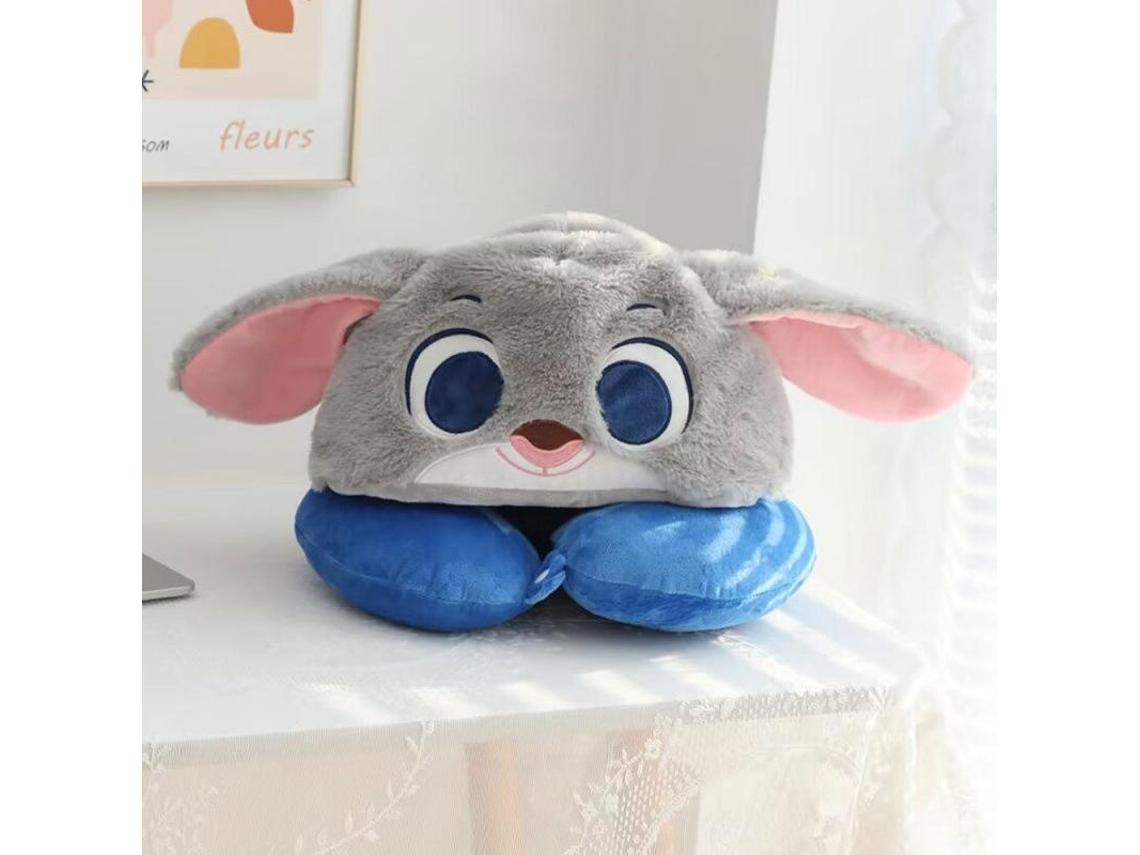Almofada de Pescoço com Capuz em Formato U, Estampa de Raposa e Outros Animais, Estilo Anime da Sanrio, Cor Cinza BRILVIBERA
