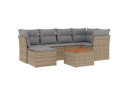 Conjunto de 7 Sofás para Jardim com Almofadões Vime Pe Bege MAISON EXCLUSIVE (7 pcs)