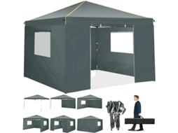 Gazebo, Tecido Impermeável, Montagem Fácil, Cinza Oem