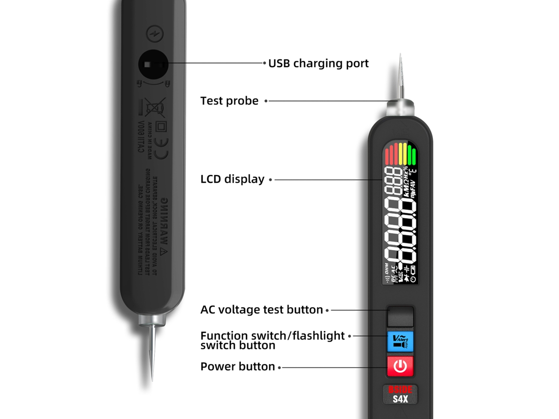 Laxiscreed Caneta Testadora Digital De Voltagem Para Detecção De Fugas E Continuidade De Circuitos
