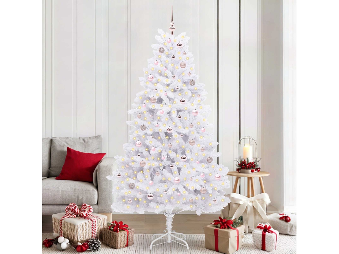 Vidaxl Árvore De Natal Articulada Artificial Branco 210 Cm Pvc E Aço