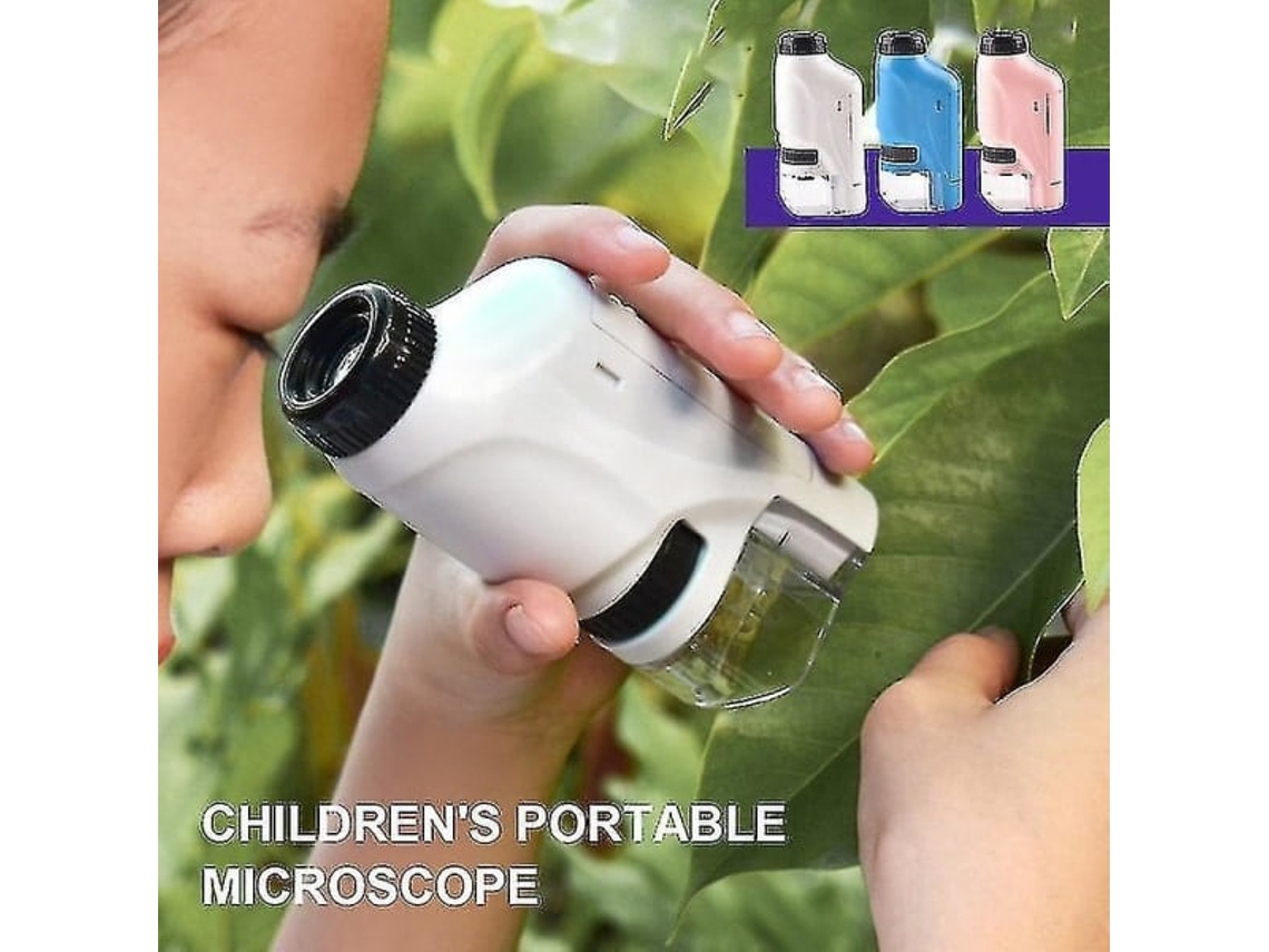 Mini Microscópio de Bolso 60, 120x, Microscópio de Laboratório Portátil Alimentado por Bateria com Luz Led BRILVIBERA
