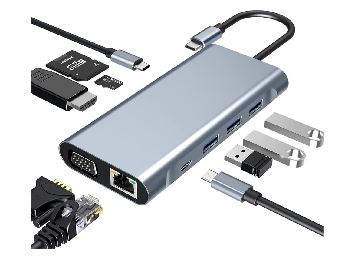 Hub USB-C 10 em 1, Adaptador USB-C, Estação de Acoplamento com*