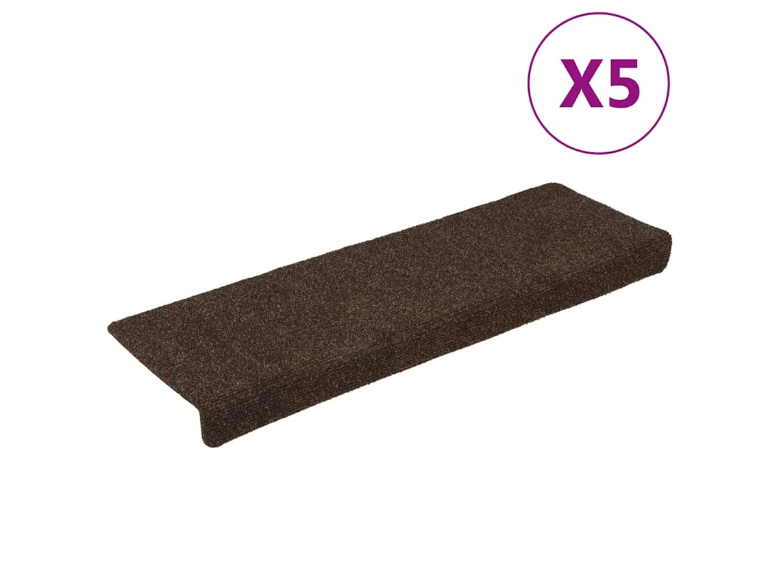 Vidaxl Tapetes De Escada Autoadesivos 15 Peças 65x21x4 Cm Marrom Com Borda Retangular
