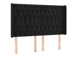 Cabeceira de cama VIDAXL Preto Veludo (147x16x128 cm )