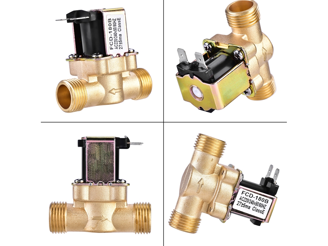 Válvula Solenoide De Água Em Latão Laxiscreed 1/2 Polegada Ac 220v Normalmente Fechada