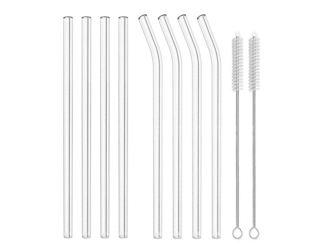 Copo de vidro LAXISCREED com tampa e canudo, resistente ao calor, morango