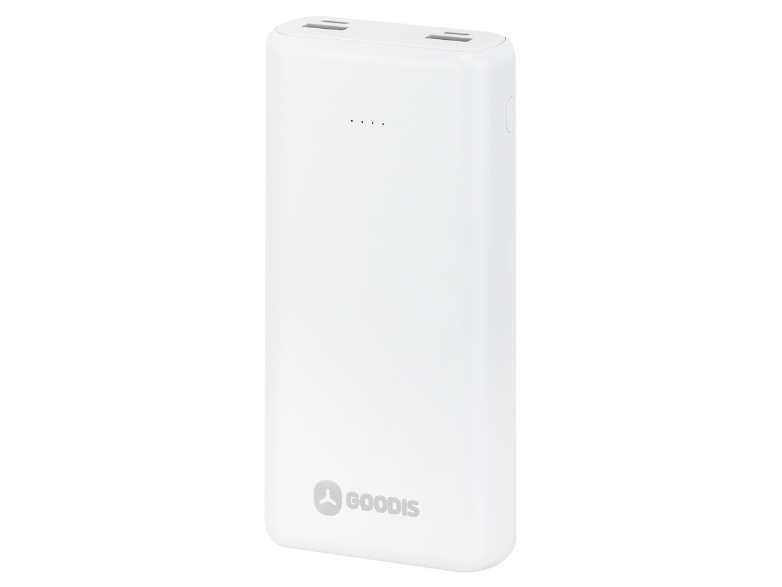 Powerbank GOODIS (20.000 mAh - Micro USB + USB-C - Branco)
