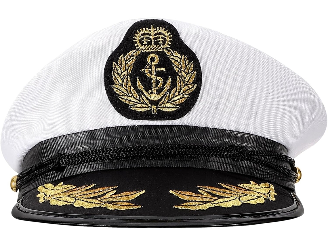 Chapéu De Capitão Branco Para Fantasia De Marinheiro, Tamanho 56-58 Cm, Em Tecido Para Meninos, Meninas E Adultos.