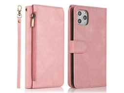 Capa Pega Para Iphone 14 Pele Sintética Com Porta-cartões Rosa