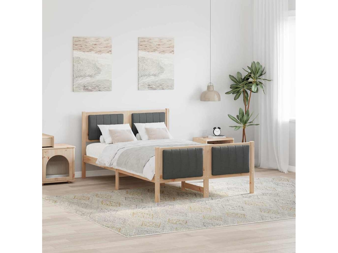 Vidaxl Estrutura da Cama Castanho e Cinzento escuro 120 X 200 Cm