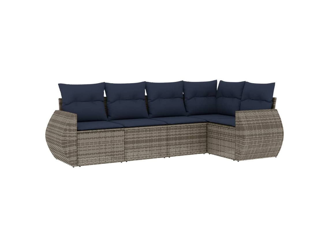 Conjunto de Sofá de Jardim, 5 Peças, Almofadas, Rattan Cinza MAISON EXCLUSIVE