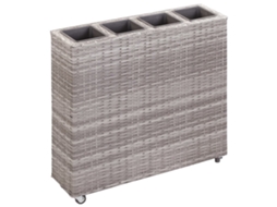 Vidaxl Floreira Com 4 Vasos 80x22x79 Cm Vime Pe Cinzento