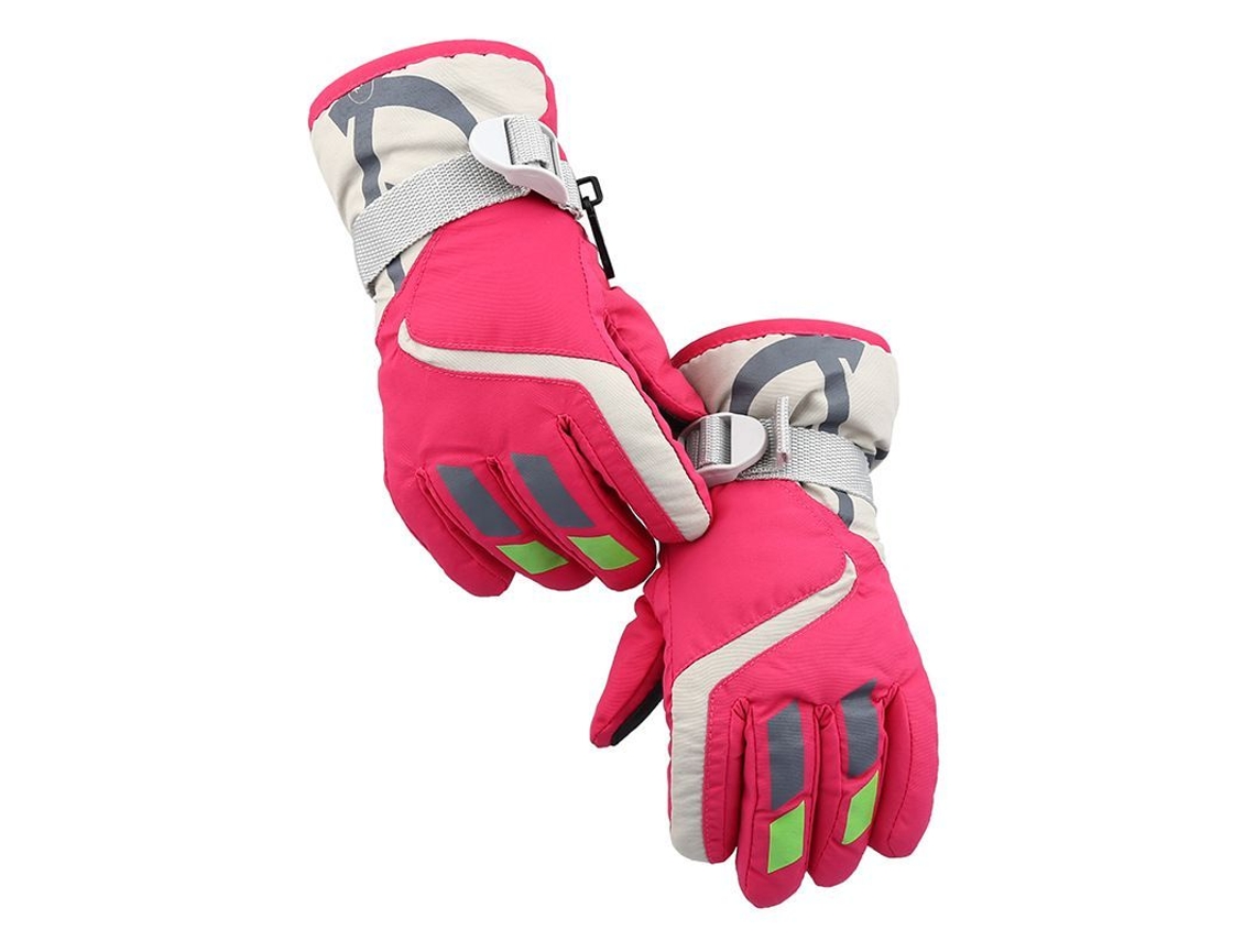 Rebe-luvas De Esqui Para Crianças (4-6 Anos) Vermelho Rosa Quentes Impermeáveis Antivento Táteis