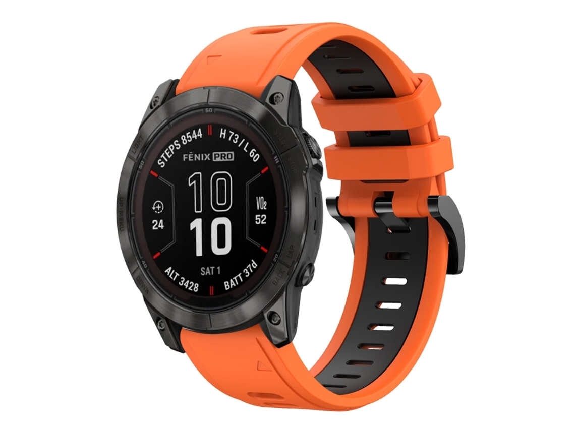 Bracelete Silicone Esportivo para Garmin Fenix 7x Pro XIAOMOYU (26mm) Laranja e Preto
