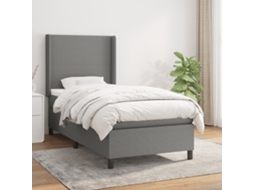 Cama Com Molas/colchão 100x200 Cm Tecido Cinza-escuro
