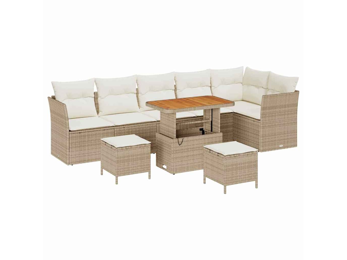 Maison Exclusive - Conjunto De Sofá De Jardim Com Almofada 9 Pcs Bege E Creme