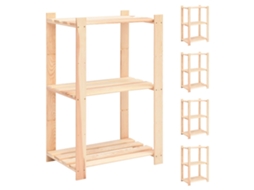 Vidaxl 5 Unidades Arrumação 3 Prateleiras 60x38x90cm Pinho 150 Kg
