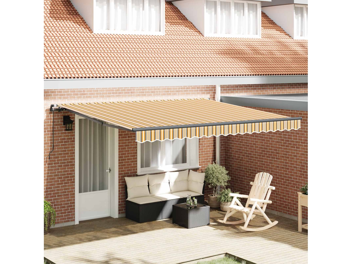 Vidaxl Toldo Retrátil Multicolor 400 × 300 Cm Poliéster E Alumínio