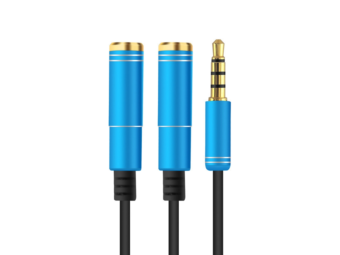 2026zentro-cabo Divisor De Áudio 3.5mm Macho Para 2 Fêmeas Com Mic E Extensão Auxiliar 3.5mm Adaptador