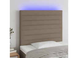 Vidaxl Cabeceira Cama C/ Led Tecido 80x5x118/128 Cm Cinza-acastanhado