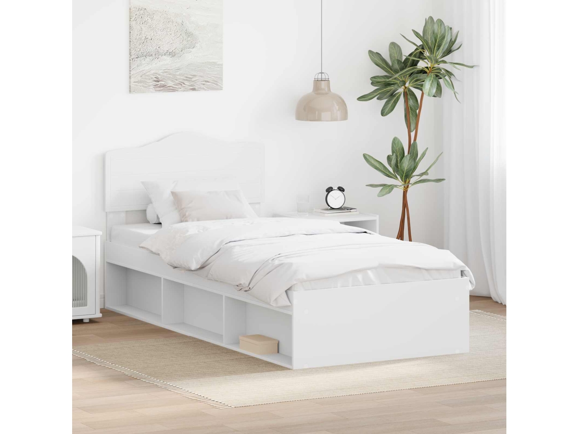 Vidaxl Estrutura Da Cama Branco 90 X 190 Cm Madeira De Pinheiro Sólida