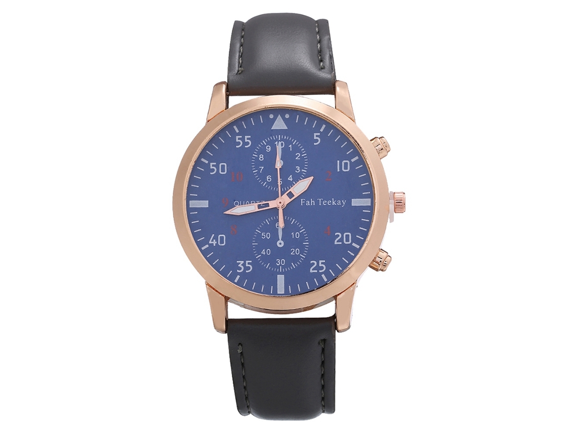 Relógio de Pulso Masculino de Quartzo com Pulseira de Couro Pu Estilo Conciso Cinza