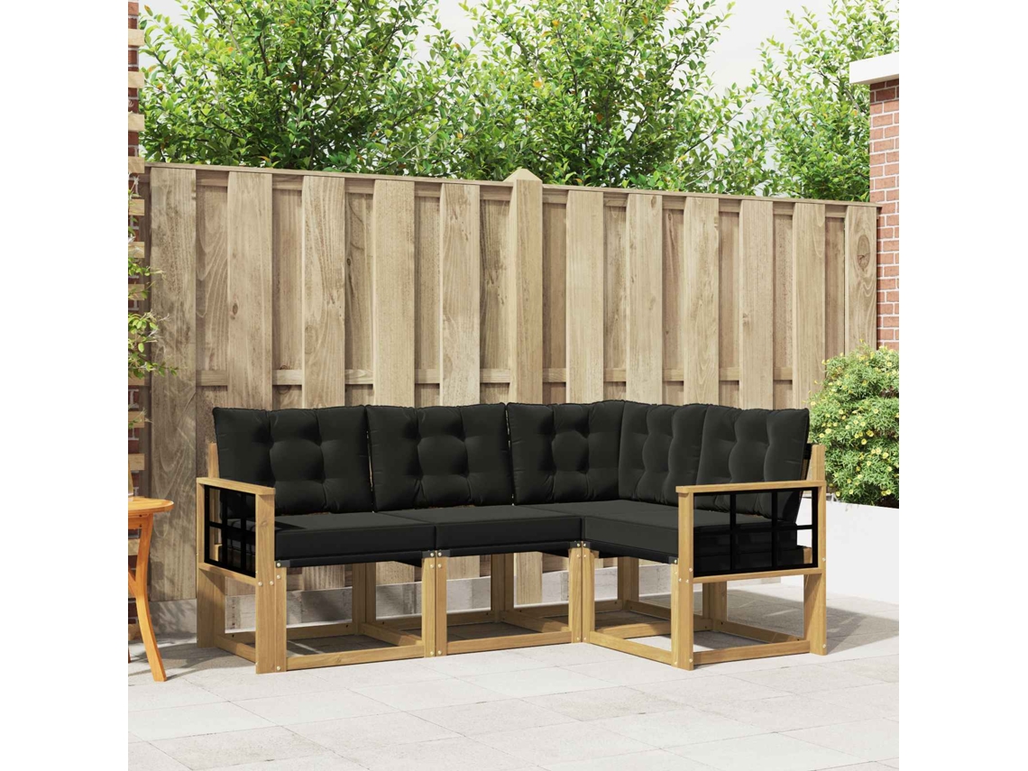 Vidaxl Conjunto De Sofás Para Exterior 4 Unid. Branco E Preto