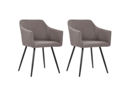 Vidaxl Cadeiras De Jantar 2 Pcs Tecido Cinzento-acastanhado