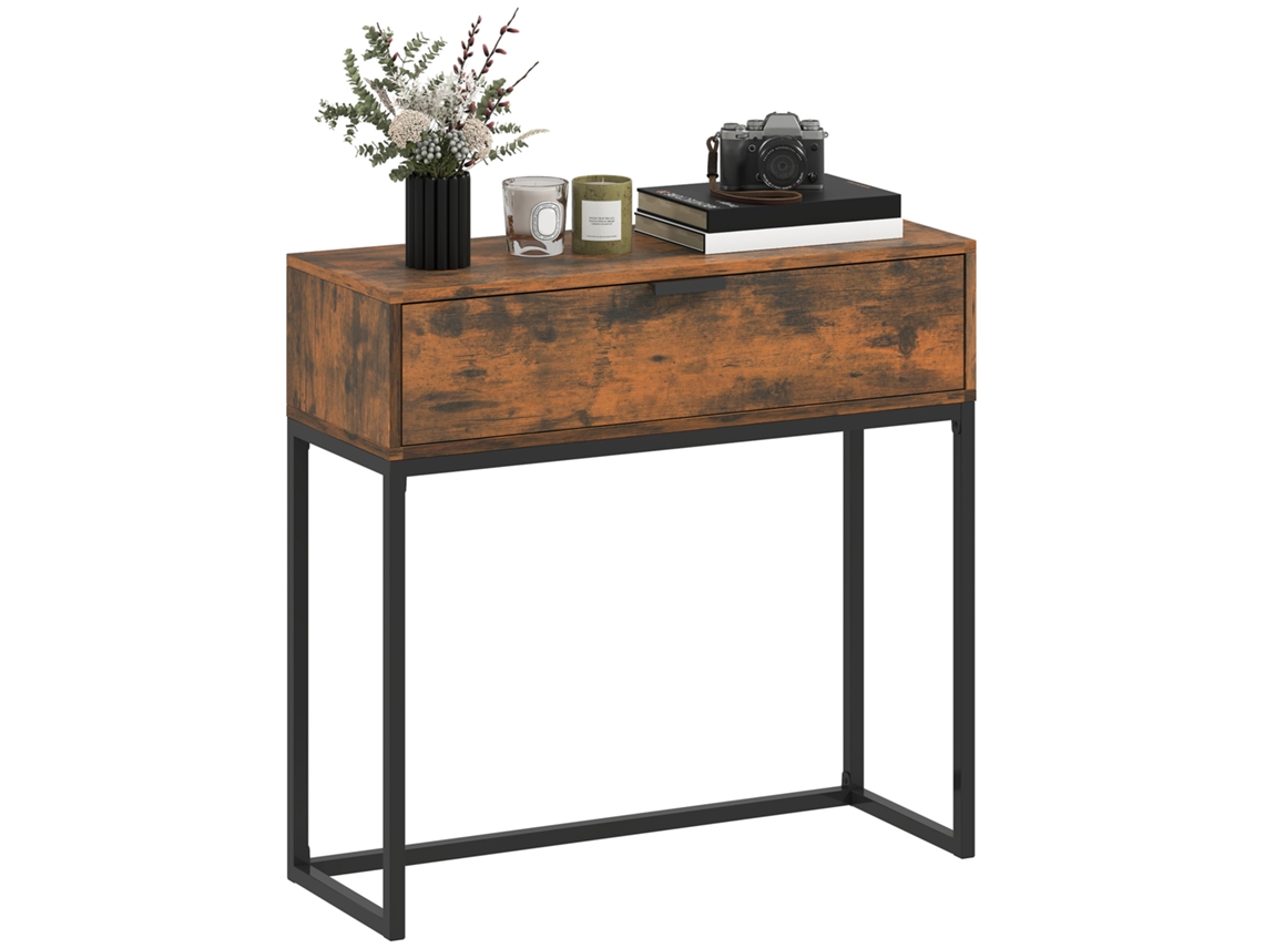 Mesa de Console S/MARCA, com gaveta, estilo industrial, 80x30x76 cm preto