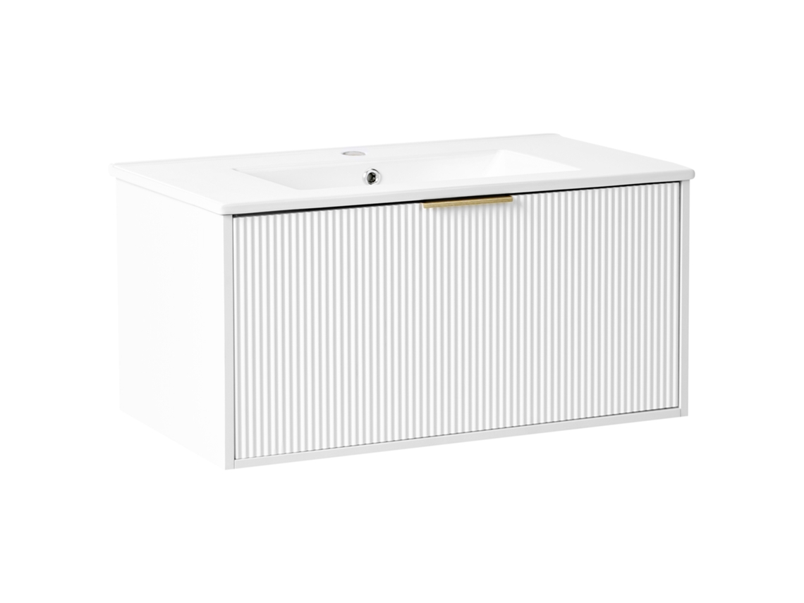 Móvel Banheiro Suspenso Com Pia Beliani Tilcara De Mdf Branco 80x45x38