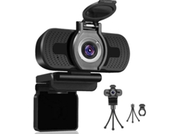 Webcam 1080p com microfone, conexão USB, compatível com PC/Mac, videochamadas, reuniões, jogos e cursos online. Preta.