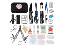 Kit De Sobrevivência De Emergência Com 74 Peças Com Ferramentas E Primeiros Socorros Para Camping, Trilhando E Aventuras Ao Ar Livre