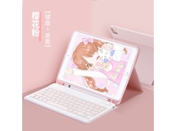 Capa Com Teclado Bluetooth Em Couro Compatível Com Ipad Air 3/10.2"/pro 10.5", Magnética, Alça, Cor Rosa