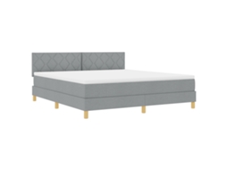 Cama Box Spring  Com Colchão E Led Cinza Claro Vidaxl Tecido (180x200 Cm)