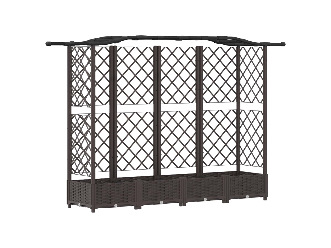Conjunto 1 Canteiro De Jardim Elevado Vidaxl Castanho Polipropileno (203,5 X 40 X 123 Cm)