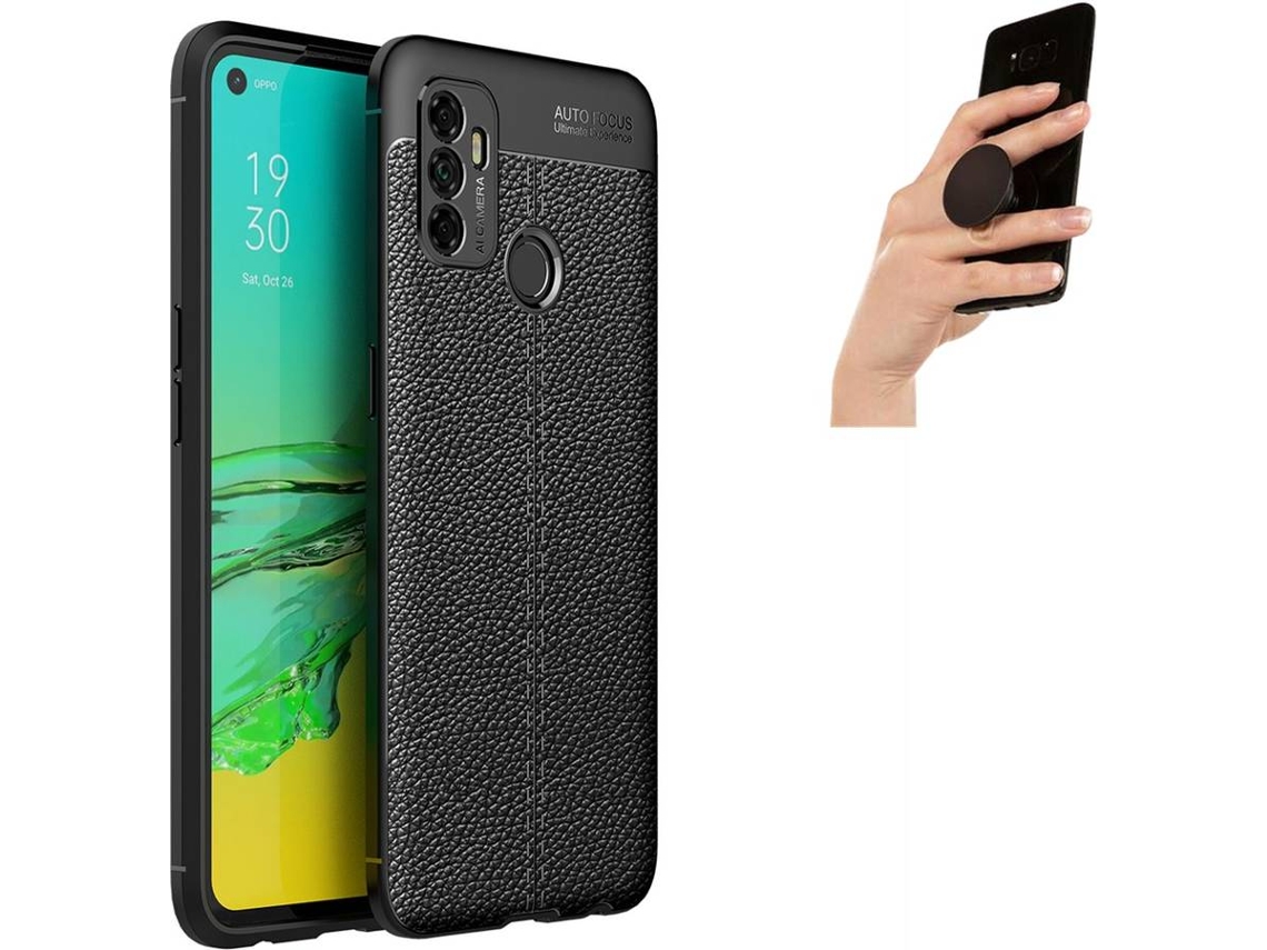 Capa e Popsocket Oppo A53 PHONESHIELD Rugged Leather Preto