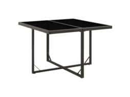 Vidaxl Mesa De Jardim 109x107x74 Cm Vime Pe E Vidro Preto