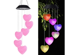 Laxiscreed Sino De Vento Solar Mili Love Pink Com Pendente De Floco De Neve E Coração Para Jardim