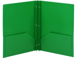Pasta de Polietileno com Dois Bolsos, Mecanismo de Grampeamento com Três Furos, Tamanho Carta, Azul, Pacote com 3 Unidades , Verde BRILVIBERA (87731)