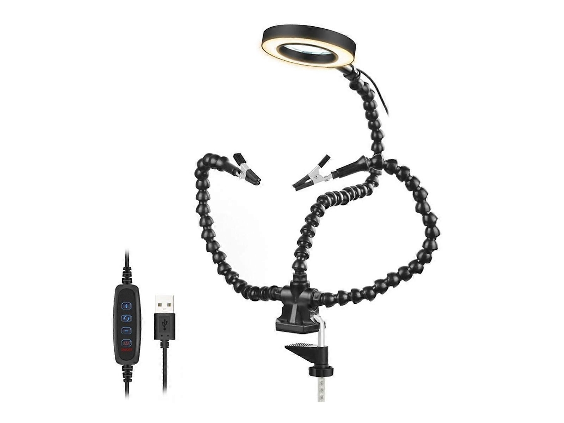Base De Prensa Third Hand Ferramenta Soldagem 3x Lupa Led