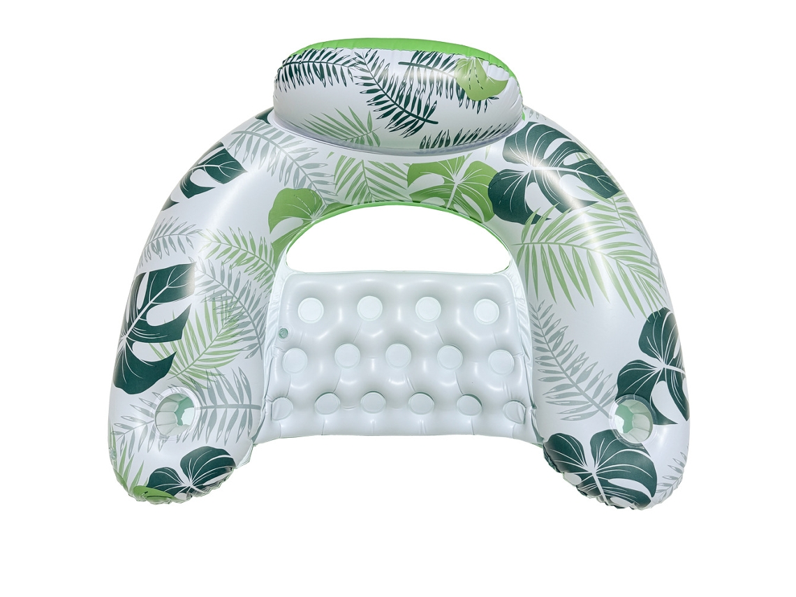 Cadeira inflável para piscina com porta copos e encosto em verde claro SIURN