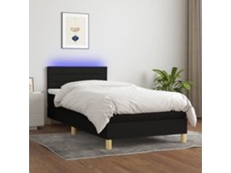 Cama Box Spring C/ Colchão E Led 90x200 Cm Tecido Preto