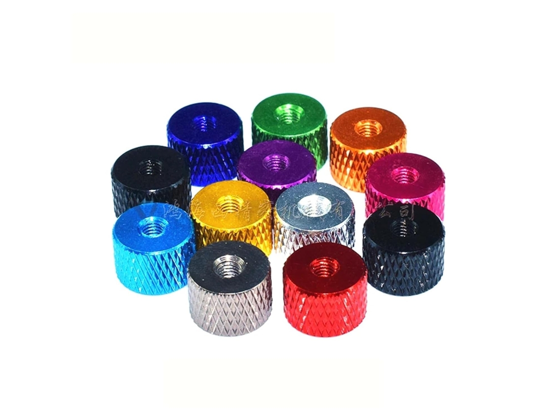 Conjunto De 10 Porcas Serrilhadas Alumínio M3 M4, 3mm E 4mm, Anodizadas, Com Rosca E Aperto Manual, Em 11 Cores Preto E