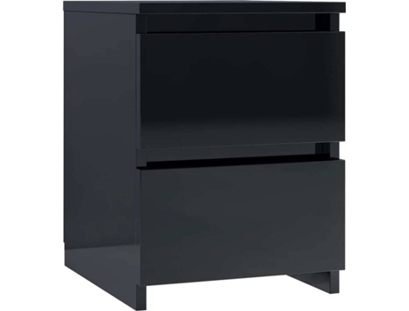 Mesa de cabeceira 30x30x40 cm contraplacado preto brilhante