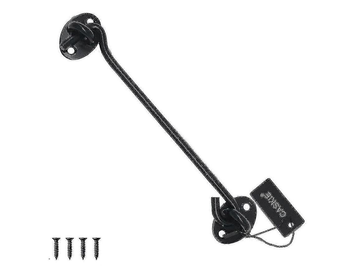 Gancho De Porta E Janela Em Aço Inoxidável Reforçado, Modelo Com Olhal, Cor Preta, 400mm/16 Polegadas