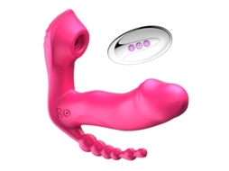 Vibrador de Sucção Vestível de 7 Modos Estimulador de Clitóris de Vagina Anal Vermelho