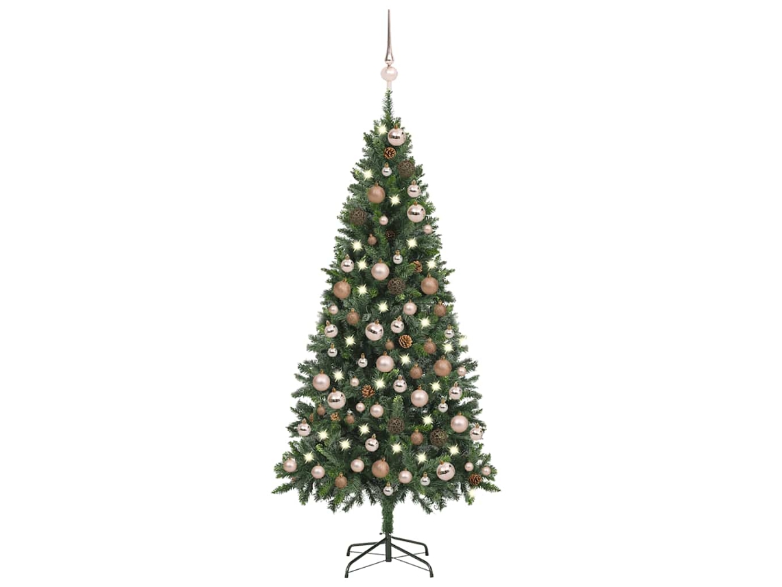 Árvore Natal VIDAXL artificial pré-iluminada c/ bolas e pinhas (180 cm)