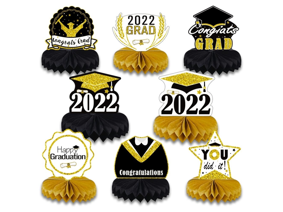 Mali 8pcs Enfeites Formatura Favo de Mel Topper Mesa Decoração Festa Graduação