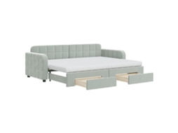 Sofá cama com Gavetão e Gavetas 80x200 cm Veludo Cinzento claro MAISON EXCLUSIVE